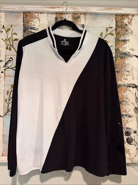 Jack Smith Black & White Diagonal Long-Sleeve V-Neck Tee